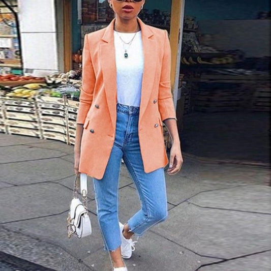 Dam Blazer LÄng Midja Snitt Bomull Polyester-1