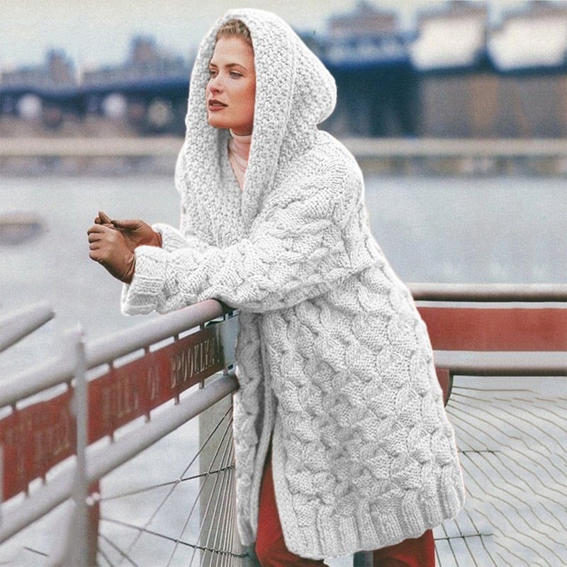 Lång Kofta Dam Överdimensionerad Bomull Polyester-5