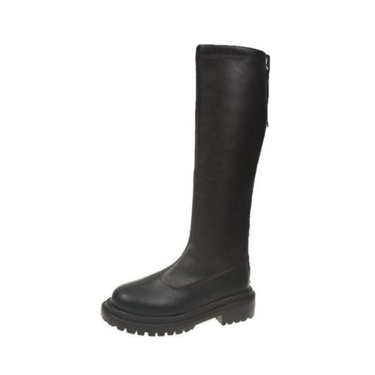 Fodrade Vinterstövlar Dam Trendig Eco Leather med Halkfri Sula och Blixtlås-1