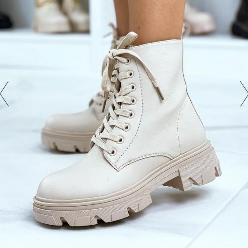 Dam Stövlar Spets-up Eco Leather med Snörning och Sido-Drogkedja-5