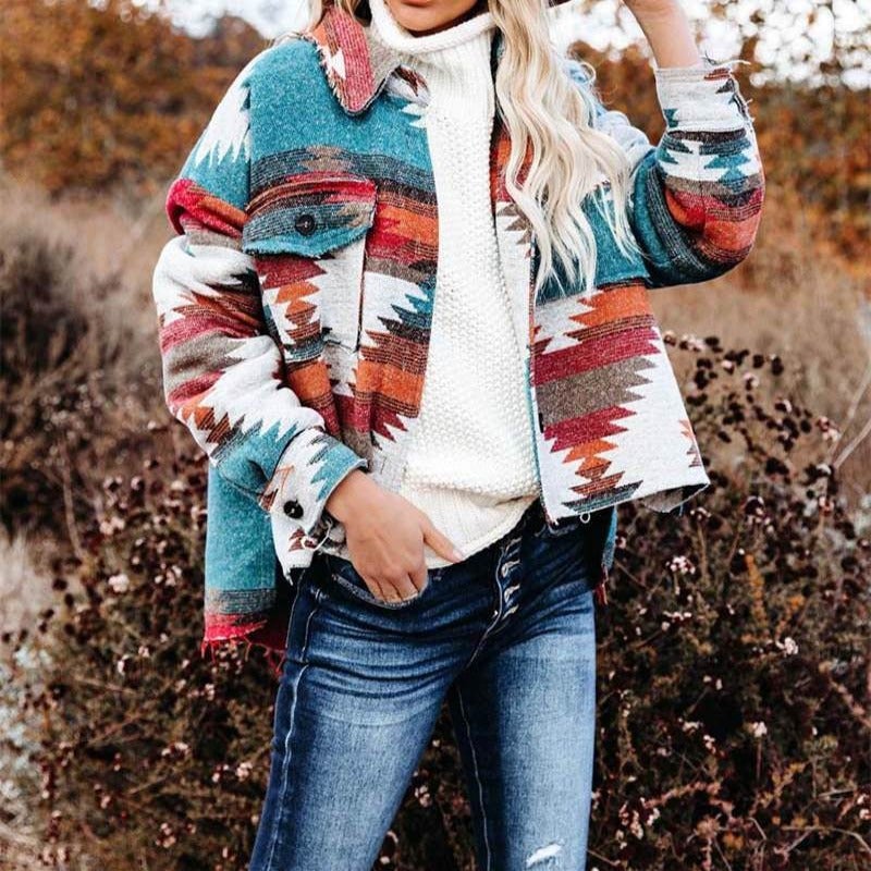 Dam Skjortajacka med Överflödig Krage Bomull Polyester-1