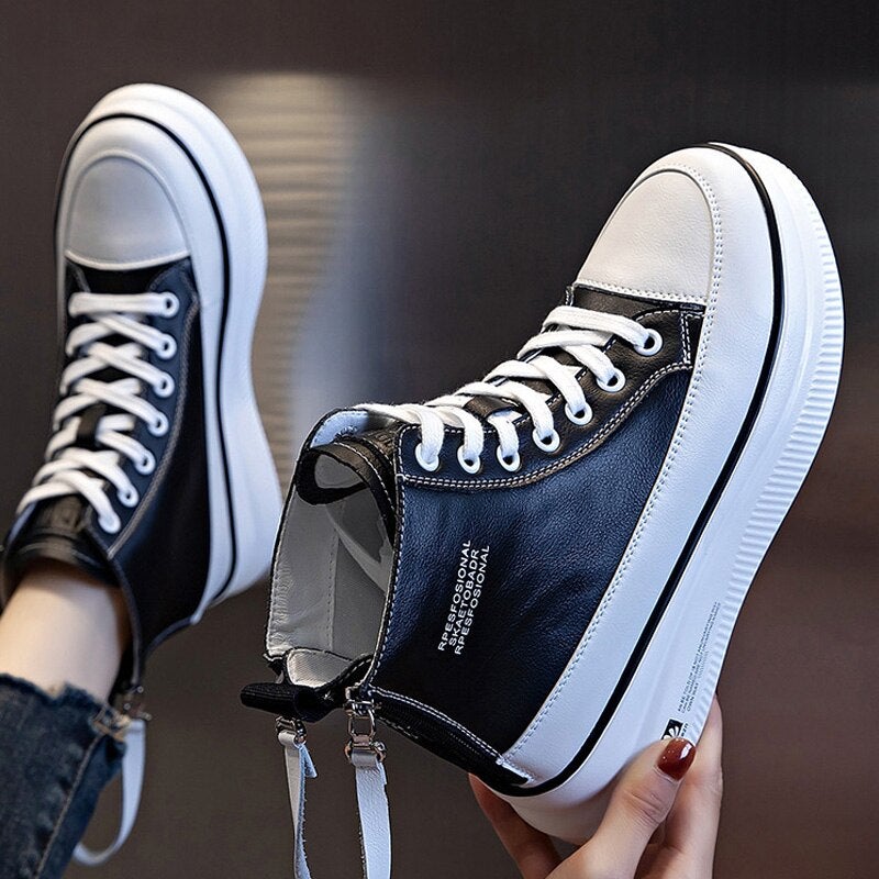 Dam Sneakers Sportig Textil Plattform med Gummisula-3