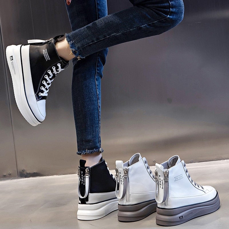 Dam Sneakers Sportig Textil Plattform med Gummisula-4