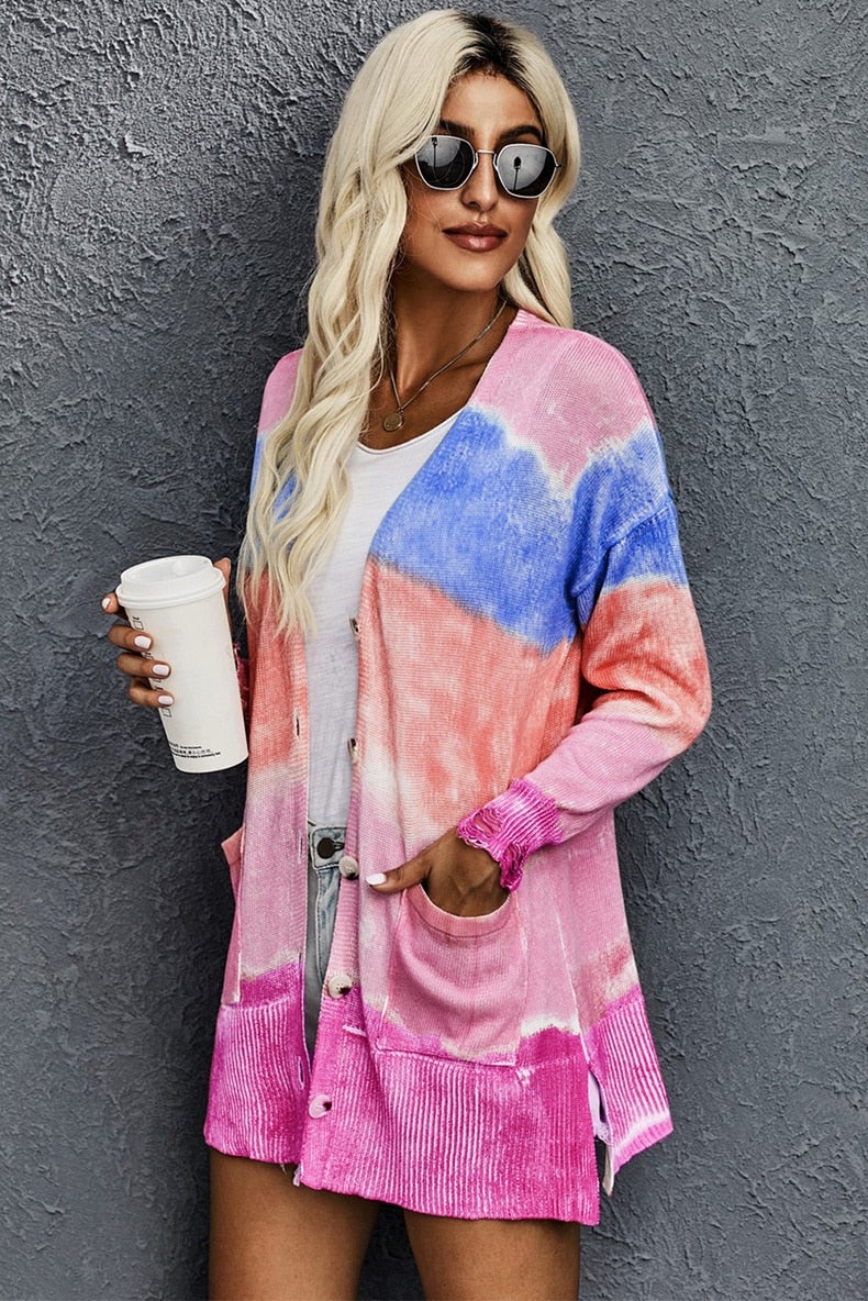 Lång Kofta Dam Avslappnad Bomull och Polyester-6