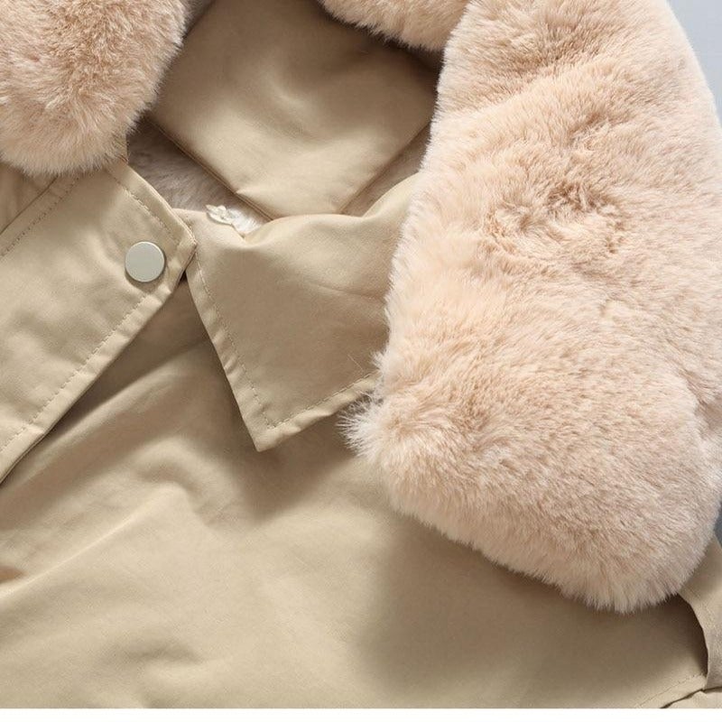 Damjacka Parka Avslappnad Syntetisk Päls Bomull Polyester-6