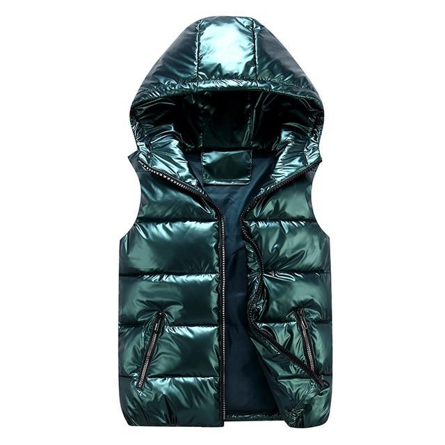 Herr Dunväst Sportig Glänsande Quiltad Polyester 10