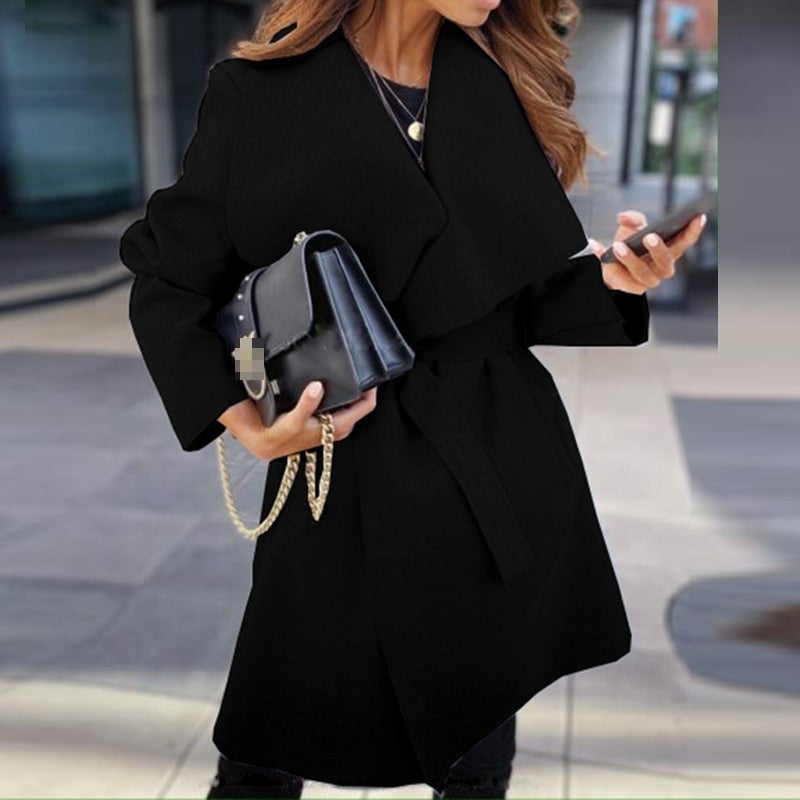 Variant image for Dam Kappa Kort Ullrock i Bomull och Polyester med Vändkrage och Fickor-11