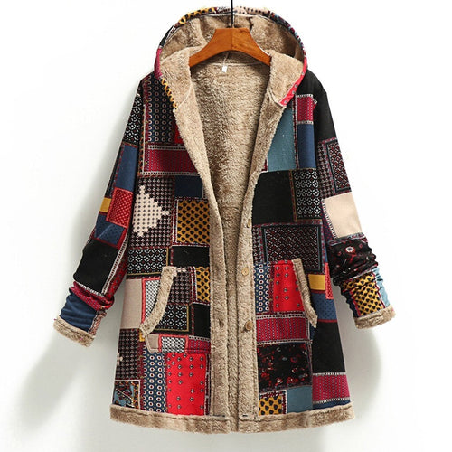 Kort Dunjacka Dam Vintage Design Polyester med Stor Huva-1
