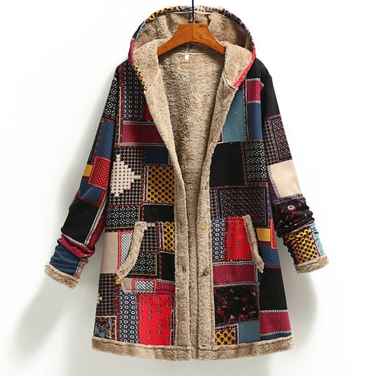 Kort Dunjacka Dam Vintage Design Polyester med Stor Huva-1