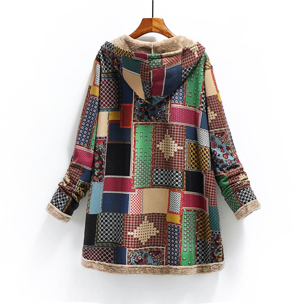 Kort Dunjacka Dam Vintage Design Polyester med Stor Huva-2