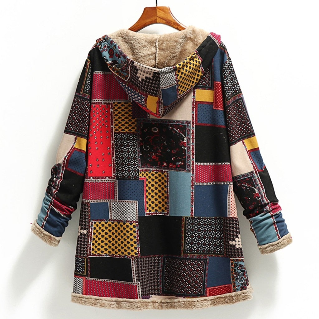 Kort Dunjacka Dam Vintage Design Polyester med Stor Huva-3