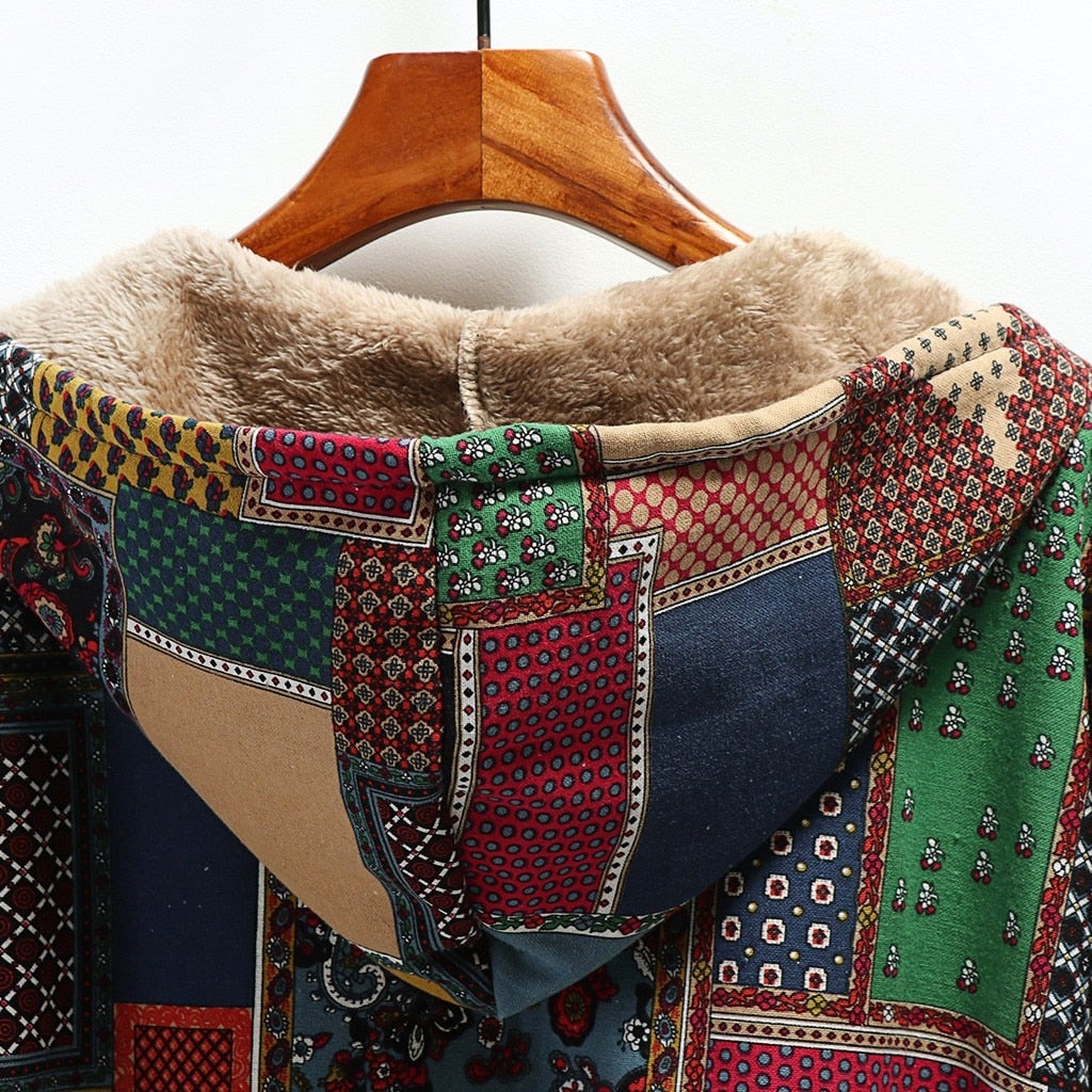 Kort Dunjacka Dam Vintage Design Polyester med Stor Huva-4
