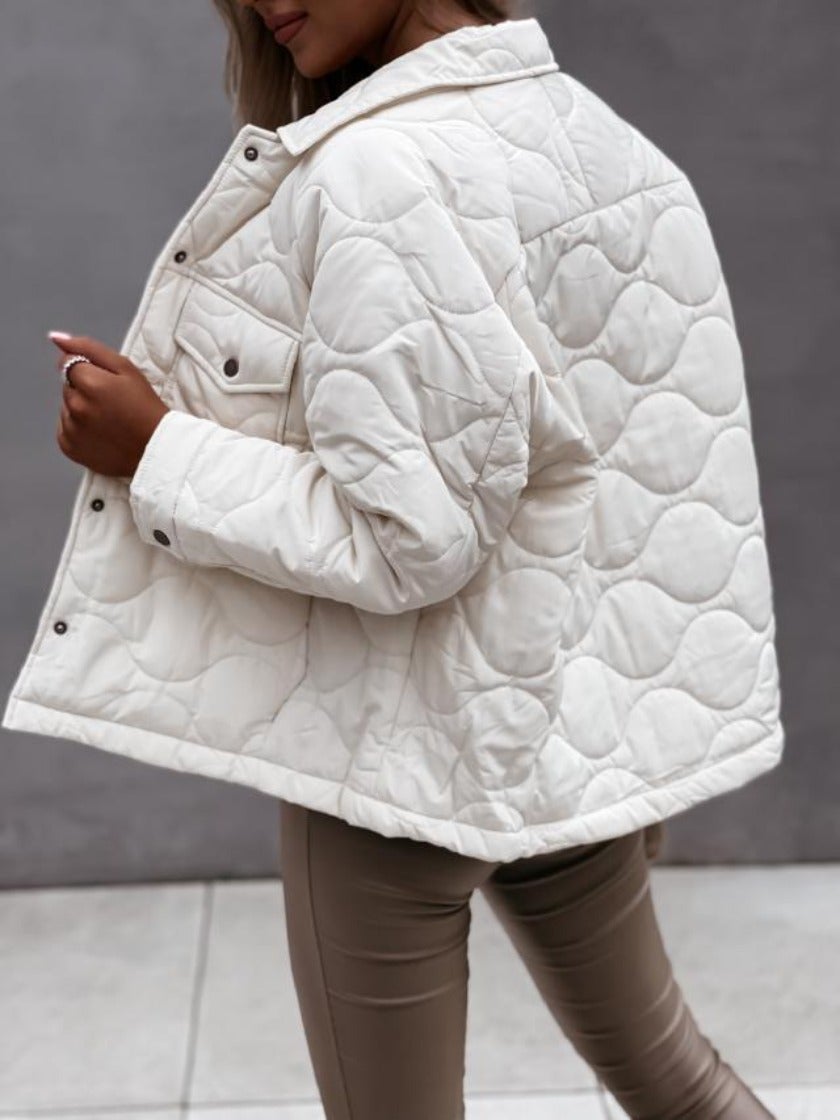 Damjacka Quiltningsjacka Klassisk Krage Bomull Polyester-6