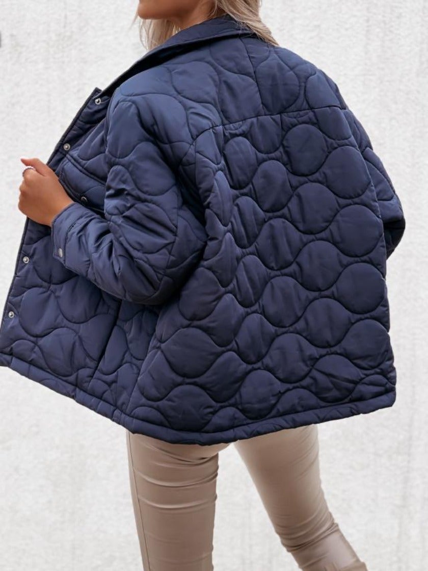 Damjacka Quiltningsjacka Klassisk Krage Bomull Polyester-5