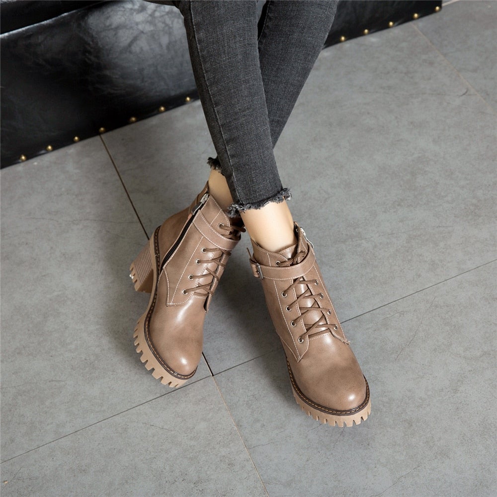 Dam Plattformsstövlar Elegant Eco Läder-5