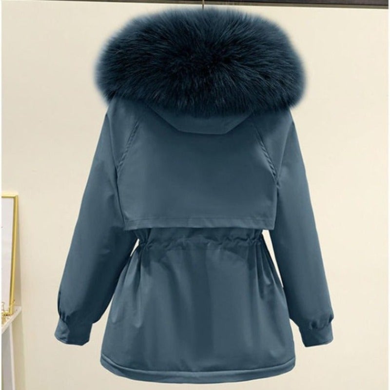 Dam Parkas med Huva Avslappnad Bomull och Polyester-2