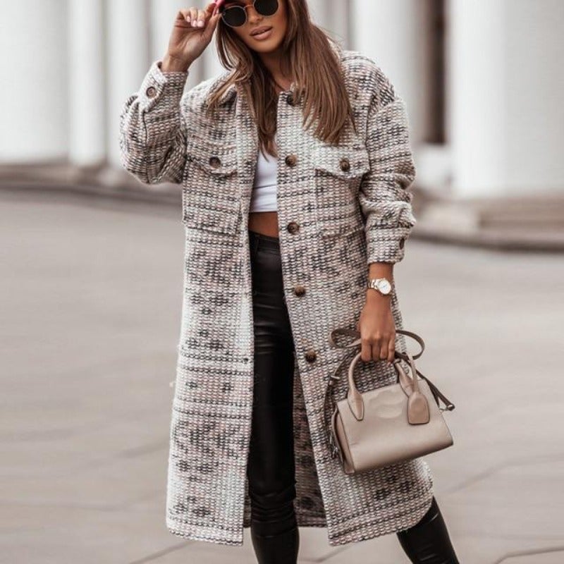 Variant image for Dam Kappa Lång Casual Bomull Polyester med Bröstfickor-6