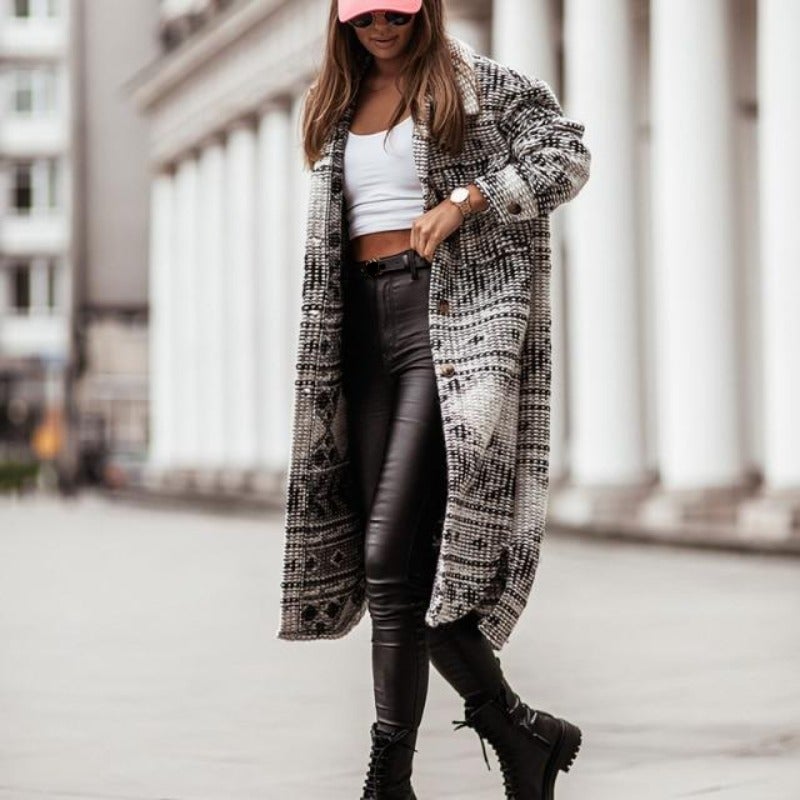 Dam Kappa Lång Casual Bomull Polyester med Bröstfickor-3