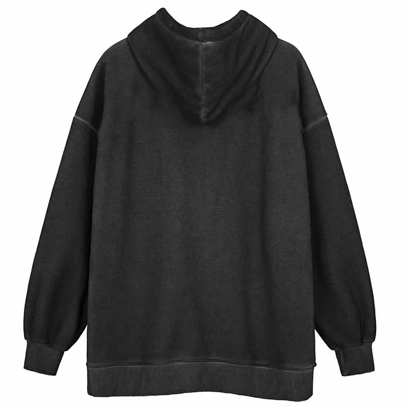 Dam Svettjacka Med Blixtlås Justerbar Huva Bomull Polyester-3