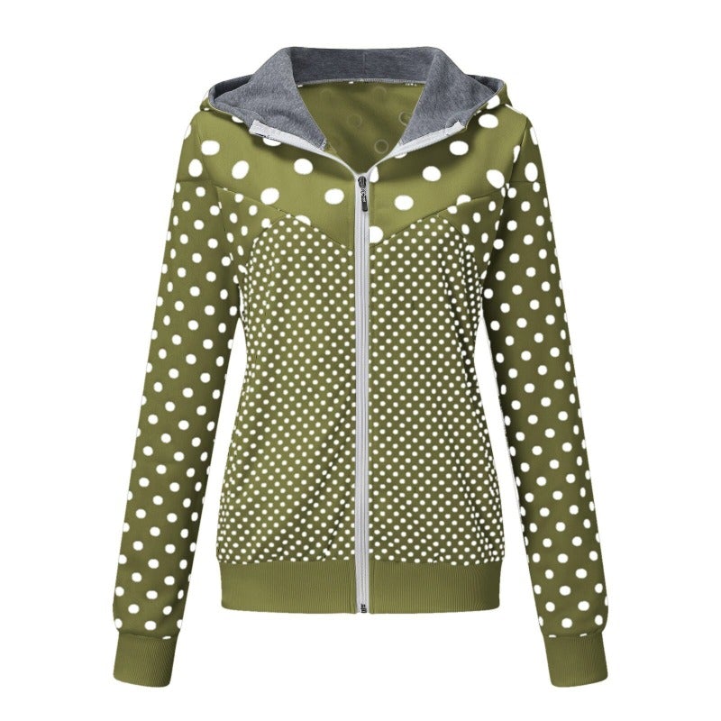 Dam Zip Hoodie Casual Bomull Polyester-3