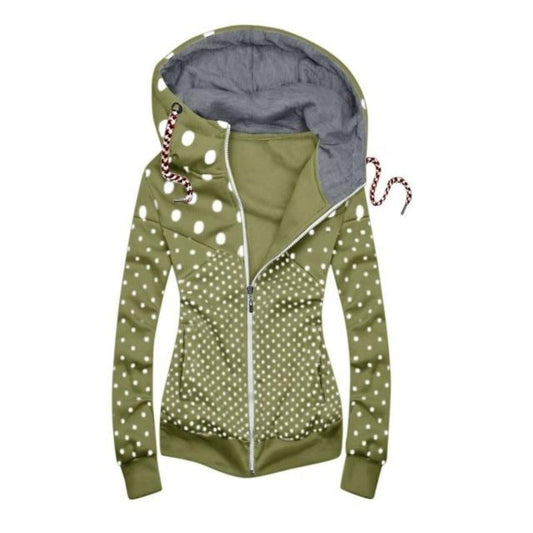 Dam Zip Hoodie Casual Bomull Polyester-1