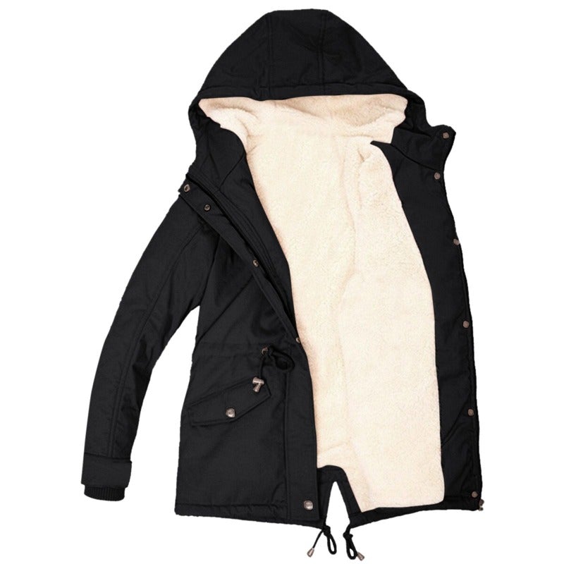 Dam Parka Modern Design Justerbar Huva Bomull Polyester-2