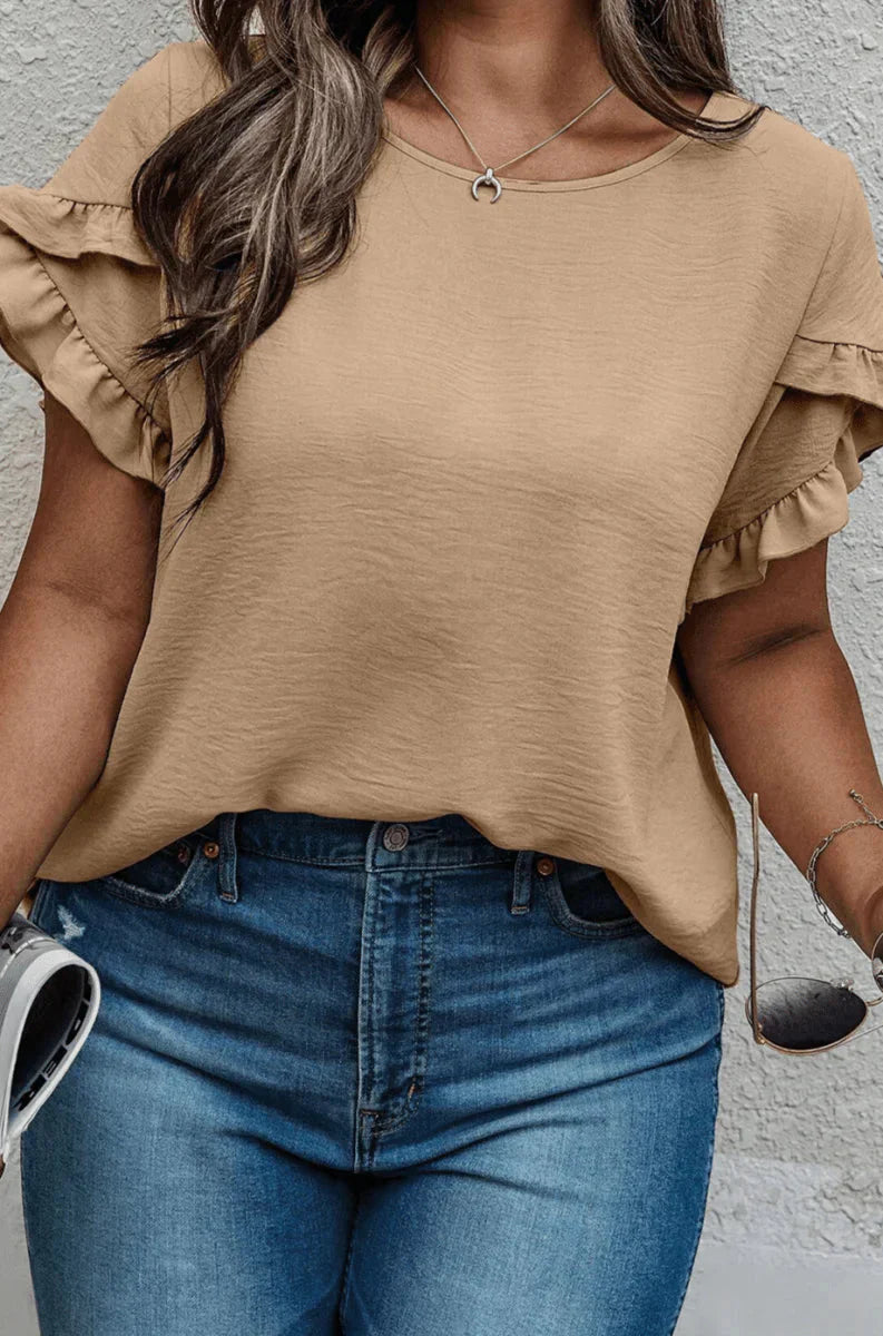 Blus Dam med Ruffles Lätt Polyester för Vardag och Fest 4