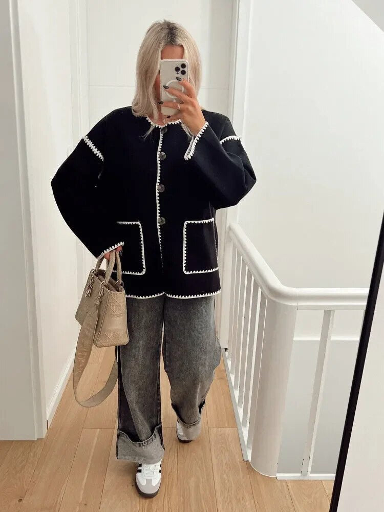 Kvinno Kappa Boho Stil Mjuk Polyester med Knappstång 4