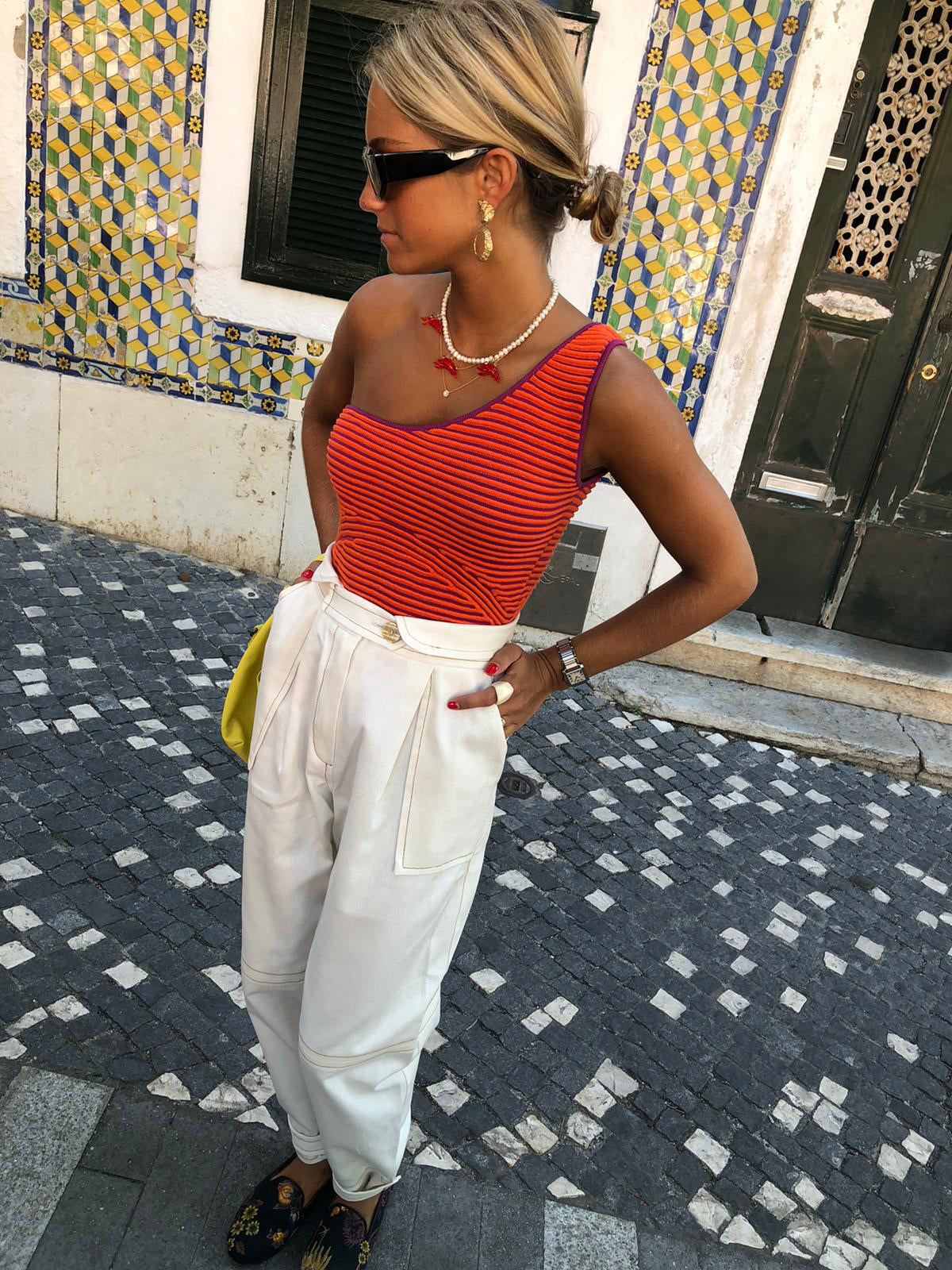 Dam Bodysuit Asymmetrisk Design i Bomull och Viskos 5