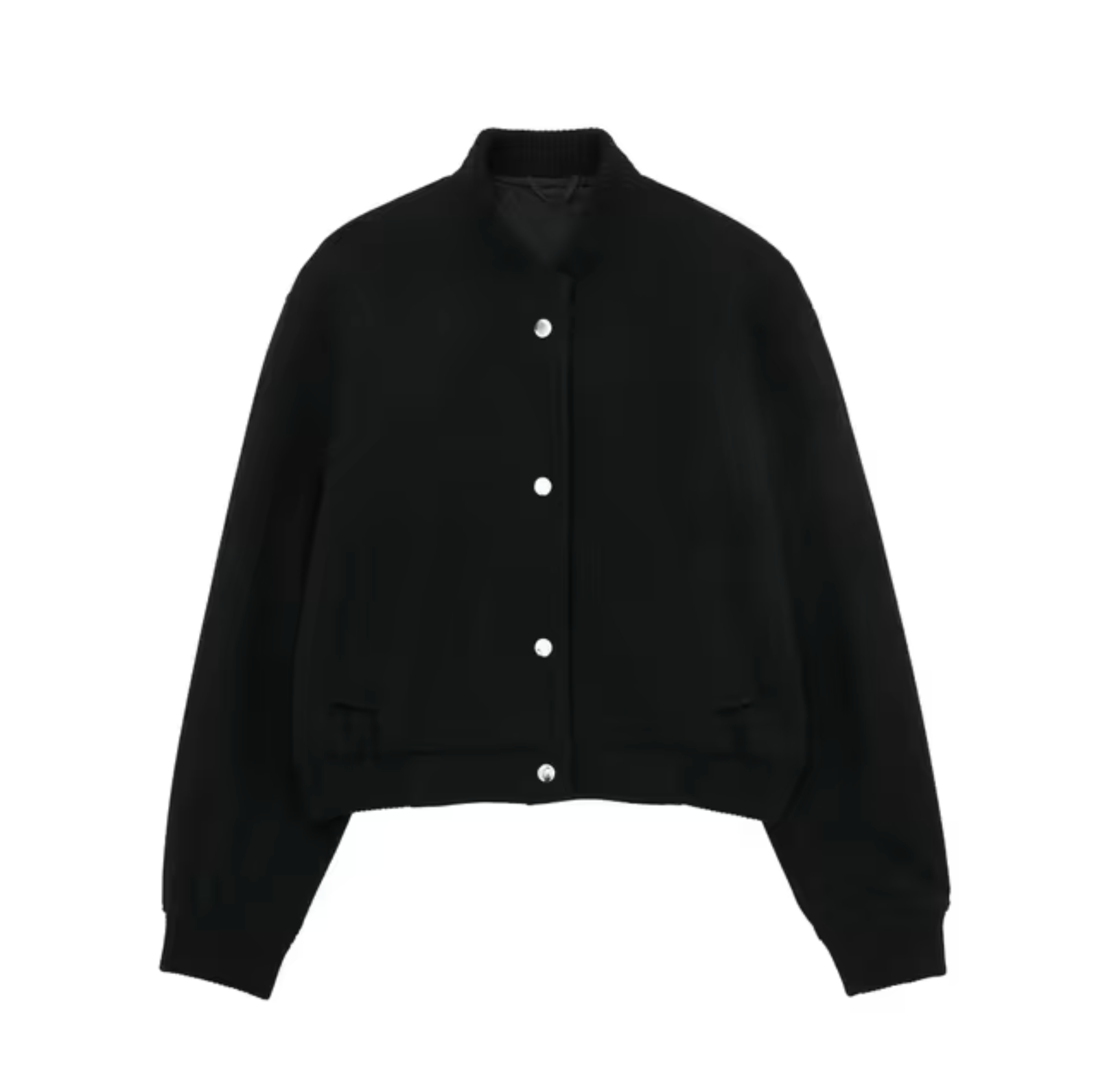 Kvinna Kort Bomberjacka Retro Ull-1