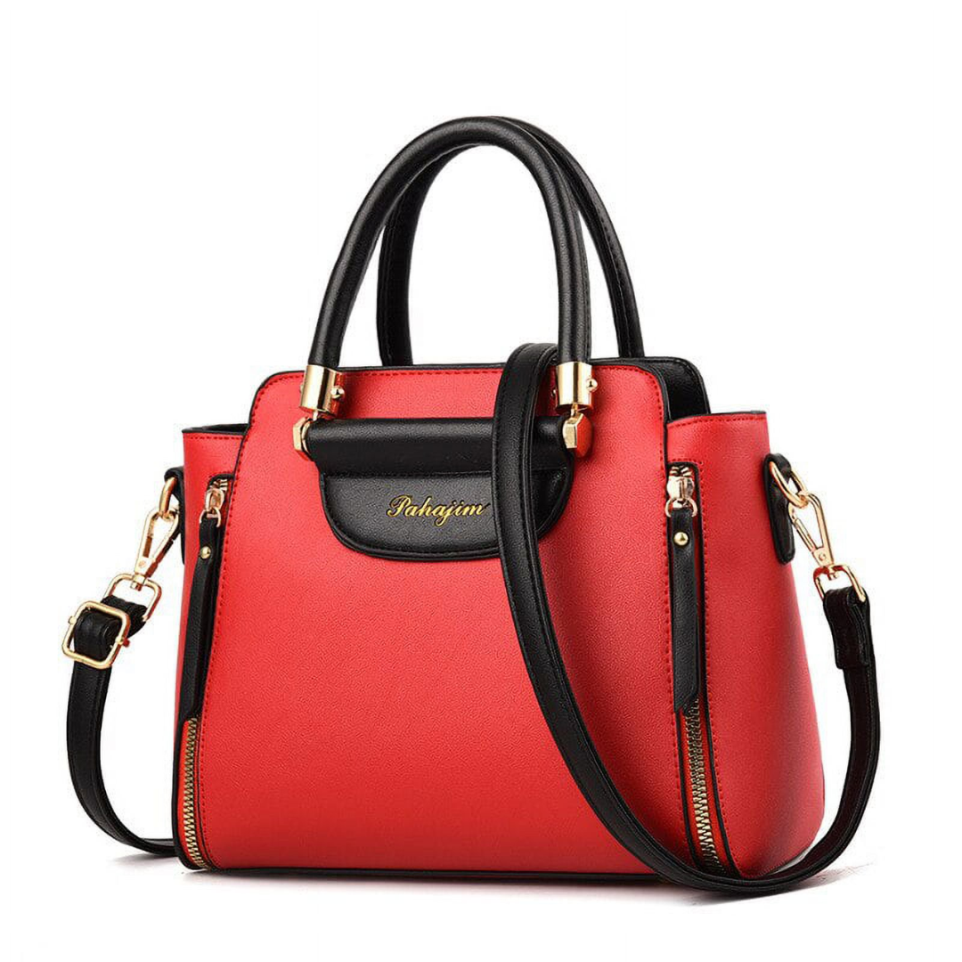 Handväska Dam Bicolor PU-läder Elegant Axelväska-4