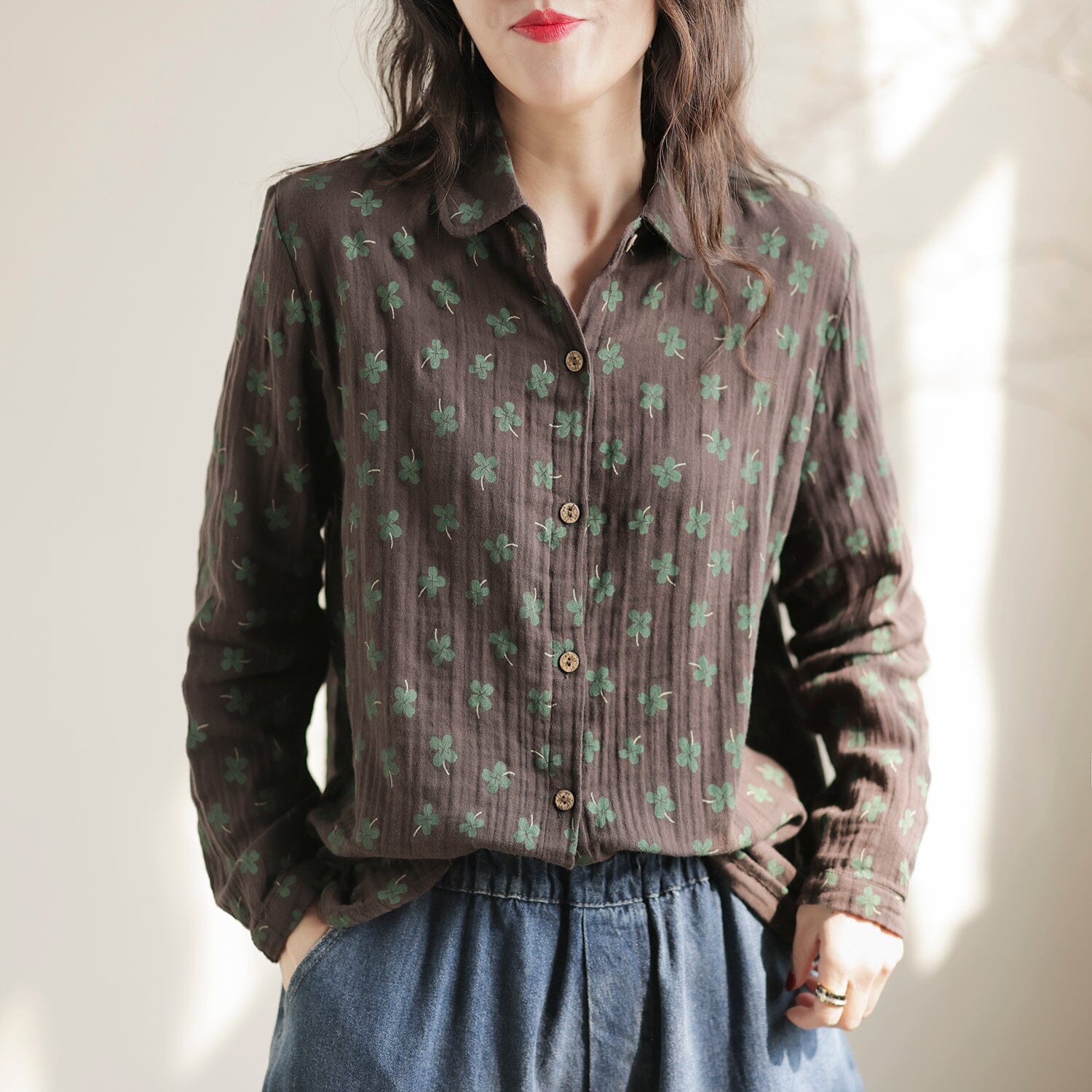 Kvinnors Topp Elegant Lätt Polyester-1