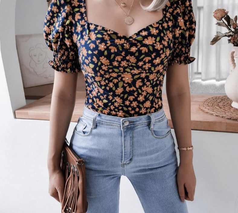 Vit Dam Blus Puffärmar Elegant 100% Bomull-2