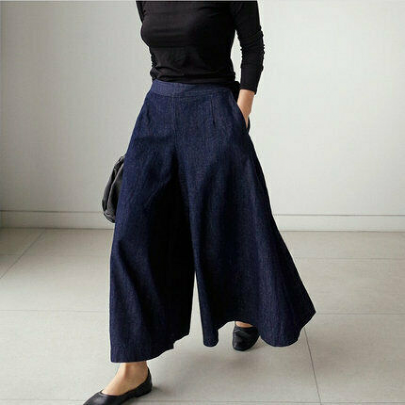 Snygga Byxor Dam Avslappnad Denim Med Tidlös Stil-3
