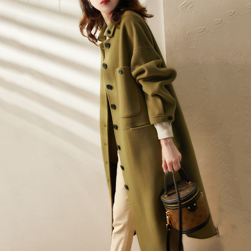 Lång Trenchcoat Dam Minimalistisk Polyester Elegant Design-1