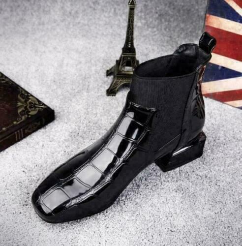 Dam Ankelstövlar Läder Gummisulor Blockklack-6