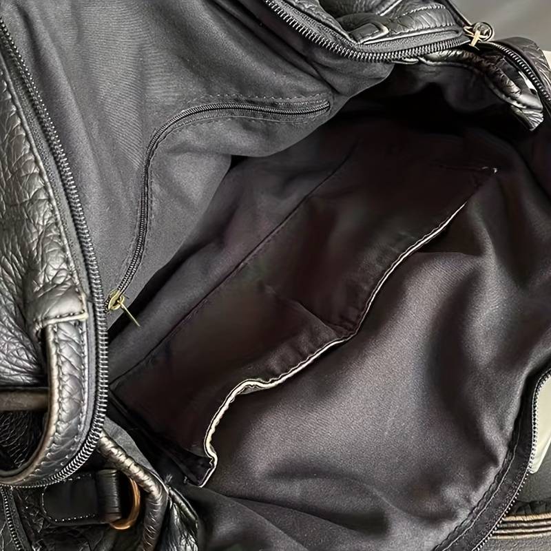 Handväska Dam Retro Stil PU-Läder med Justerbar Axelrem och Förvaringsfickor 2