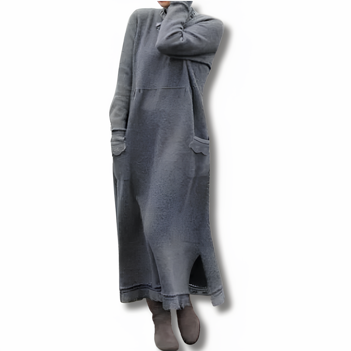 Variant image for Dam Klänning Lång Mjuk Stickad Elegant Silhuett-1
