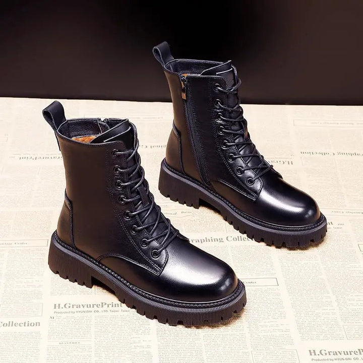 Fodrade Vinterstövlar Dam Läder Robust Design-3