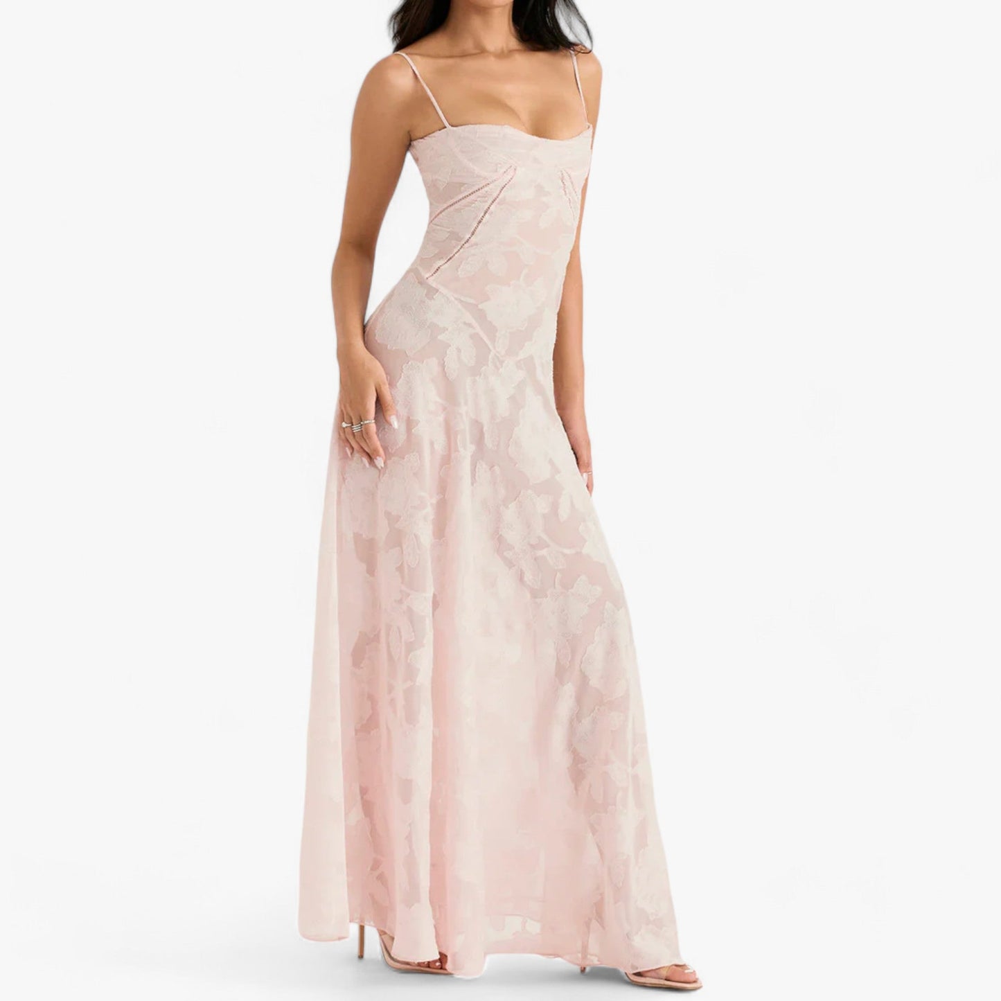 Eleganta Damklänningar i Korsettstil med Figurnära Snitt och Blommönster – Perfekt för Sommarfester 10