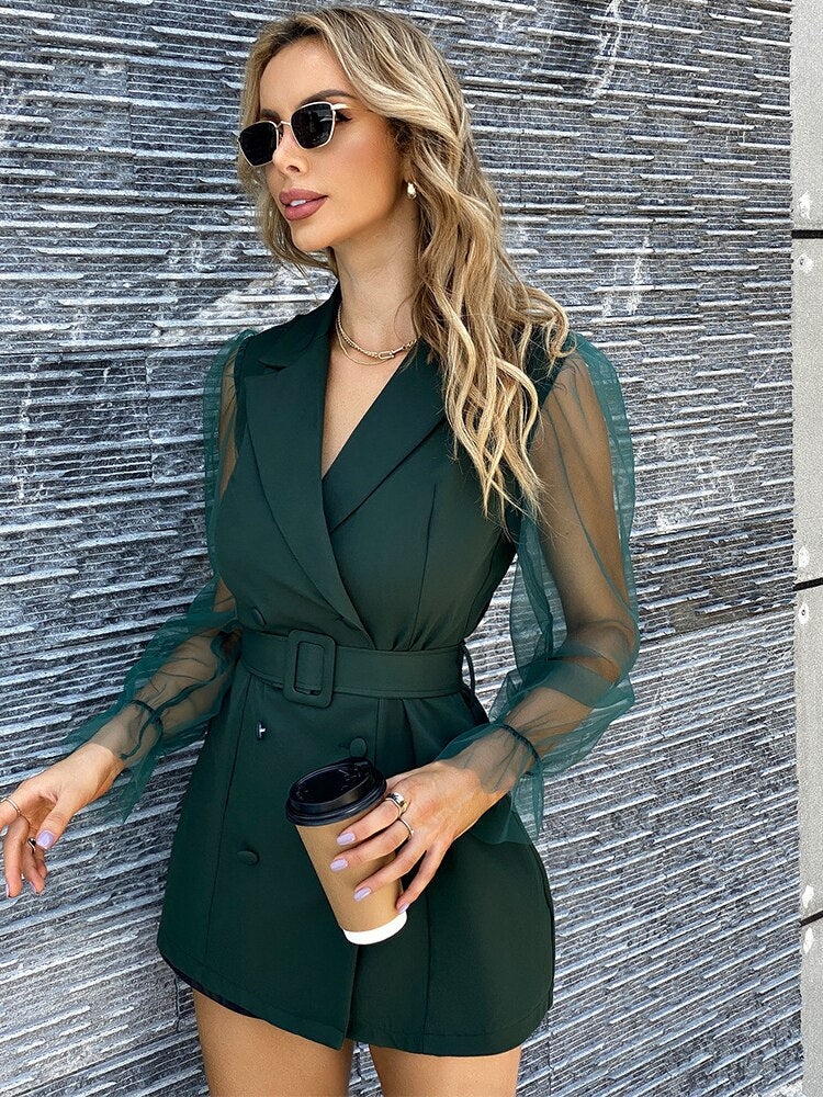 Dam Blazer Jacka Transparent Polyester Elegant-4