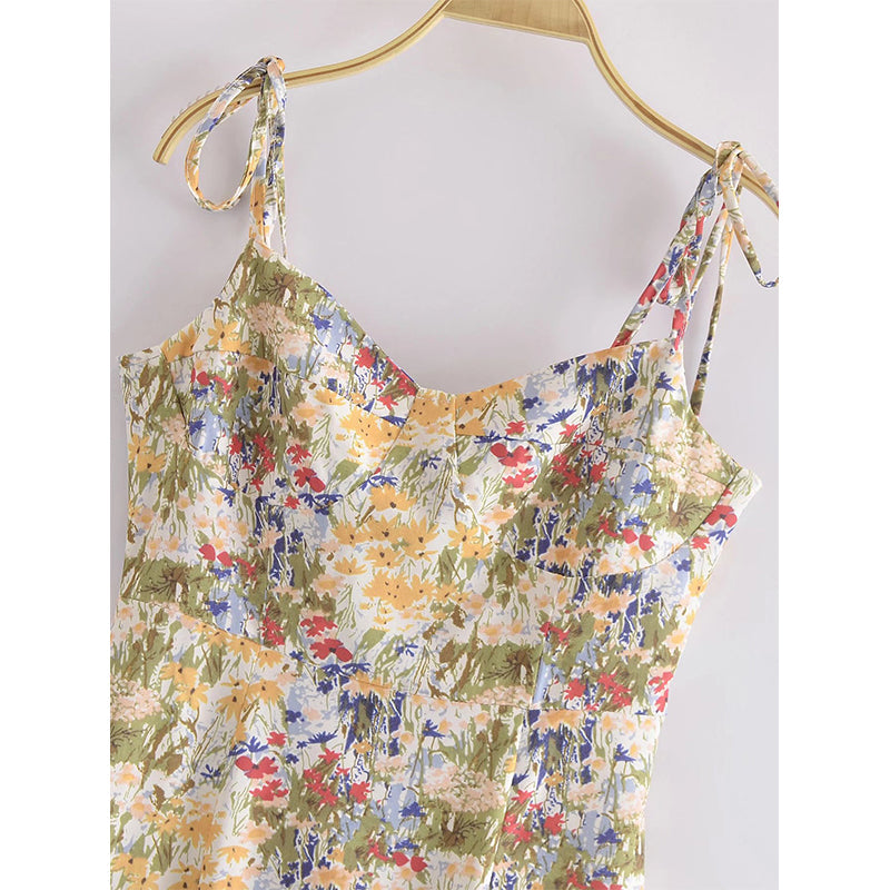 Dam Maxiklänning Axelfri Blommönster A-linje Polyester Sommar-5