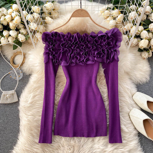 Variant image for Dam Blus Utdrag Utanför Axlarna Polyester med 3D-Blommönster-2
