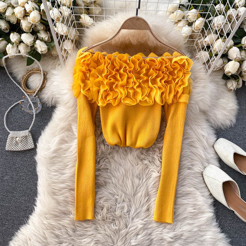Variant image for Dam Blus Utdrag Utanför Axlarna Polyester med 3D-Blommönster-6