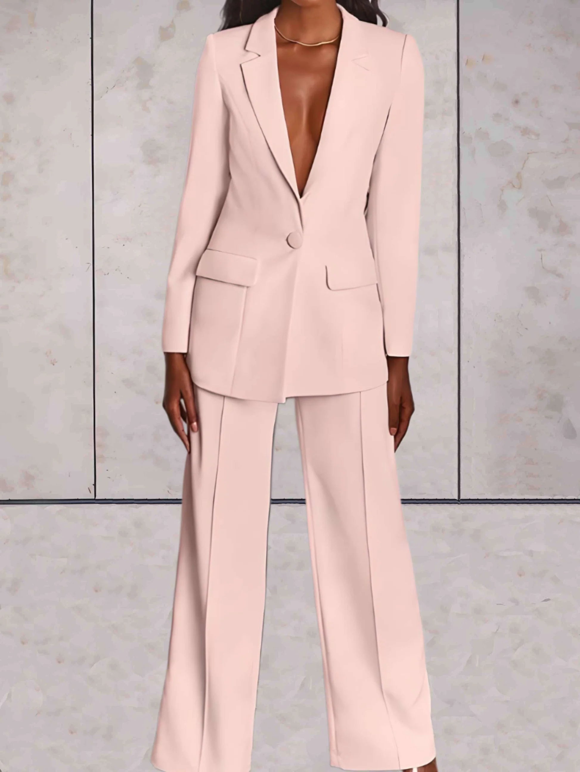 Dam Blazer och Byxor Klassisk Stil Polyester Elastan-2