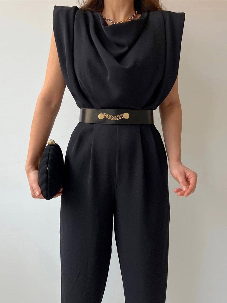 Dam Jumpsuit Lång V-hals Polyester Chic Elegant Passform 15