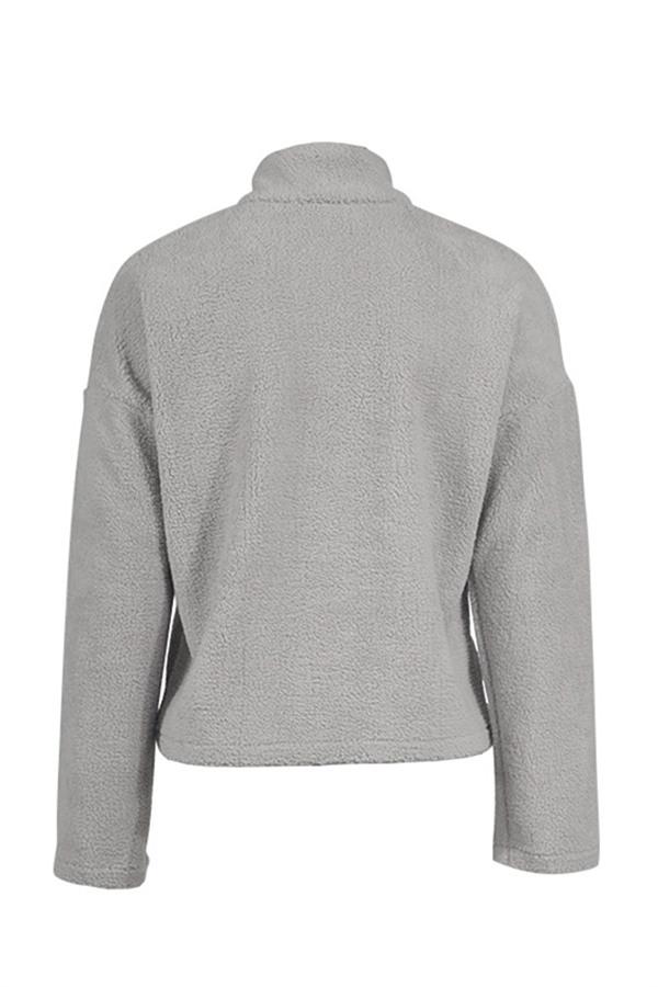 Dam Tröja Hög Krage Avslappnad Bomull och Polyester-6