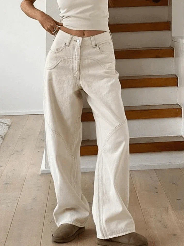 Herr Baggy Jeans Vintage Look Rak Passform i 100% Bomull-1