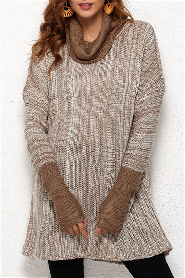 Stickad Dam Turtleneck Tröja Avslappnad Polyester 5