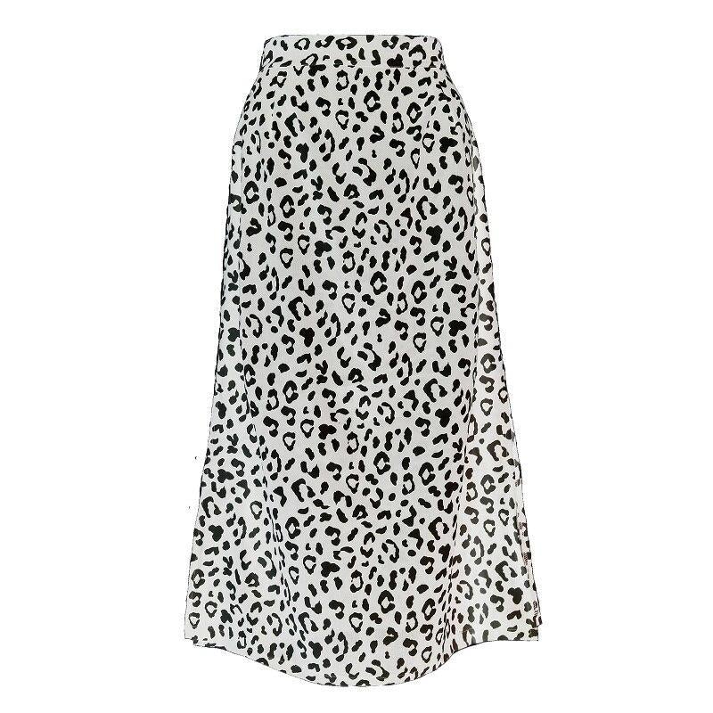 Variant image for Kvinna Midi Rock A-linjeformad Polyester Elastan Leopardmönster-5